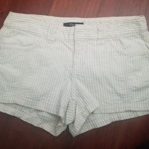 White and ivory striped shorts